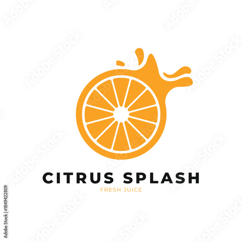 orange fruit citrus splash logo design creative idea