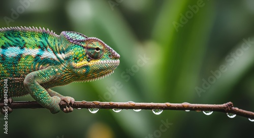 Exploring the Vibrant Green Habitat of Chameleons: A Fascinating Look at These Reptiles and Their Wildlife Neighbors in the Rain-Soaked Jungle