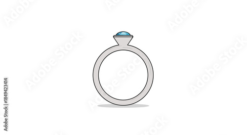 An elegant minimalist engagement ring with a brilliant aqua gemstone perfectly centered on a polished silver band, symbolizing enduring commitment