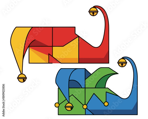 Jester Hat Icon Set Colorful Medieval and Carnival Headwear for Festive Occasions and Entertainment Designs