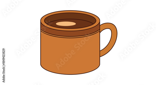 Stylized illustration of a warm beverage in a rustic brown ceramic mug, perfect for cozy morning scenes or a comforting break from daily routines
