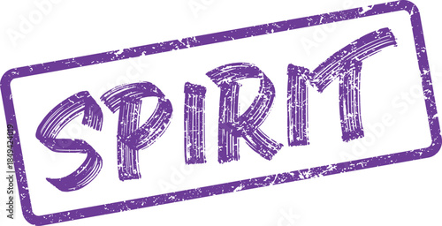 Dynamic purple SPIRIT stamp with textured appearance for vibrant energy and lively personal essence