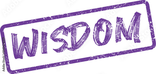 Distressed Purple Wisdom Grunge Stamp Vector Design Element Representing Knowledge and Insight