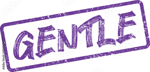 Gentle word message in a vibrant purple grunge stamp expressing softness and tenderness