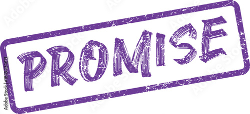 Grungy purple promise stamp highlighting commitment and reliability for business or personal pledges