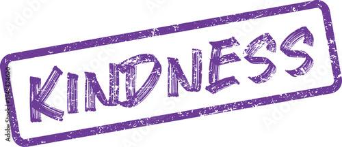 Grungy Purple Kindness Stamp Symbolizing Compassion and Positive Human Interaction for Social Messages