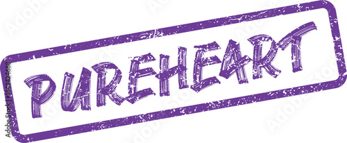 Grungy purple pureheart stamp representing sincerity, kindness, and genuine emotional well being