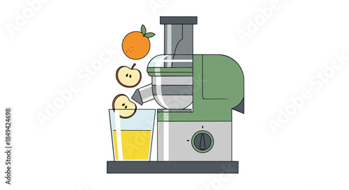 Freshly Squeezed Fruit Juice Preparation with Modern Kitchen Appliance