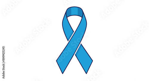 A clean graphic of a light blue ribbon, serving as an emblem for health advocacy, committed community support, and essential global awareness efforts