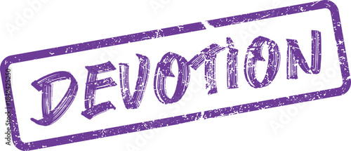 Heartfelt Devotion Loyalty Word Stamped in Distressed Purple Ink Effect