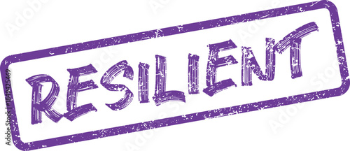 Powerful purple grunge rubber stamp with the inspiring word Resilient conveys strength and endurance effectively