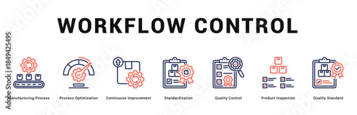 Workflow Control Modern and clean web banner illustration featuring thematic icons for visual communication