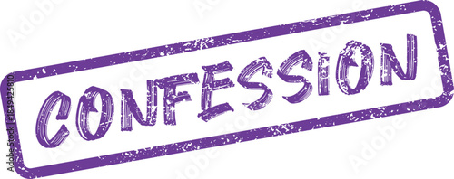 Purple distressed rubber stamp effect displaying the word Confession for honesty and truth