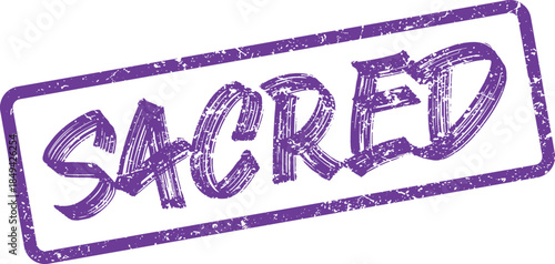 Sacred word textured purple rubber stamp graphic for spiritual and holy themes