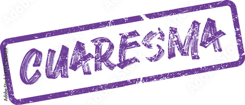 Spanish Cuaresma Lent Word Stamped in Distressed Purple Ink Effect