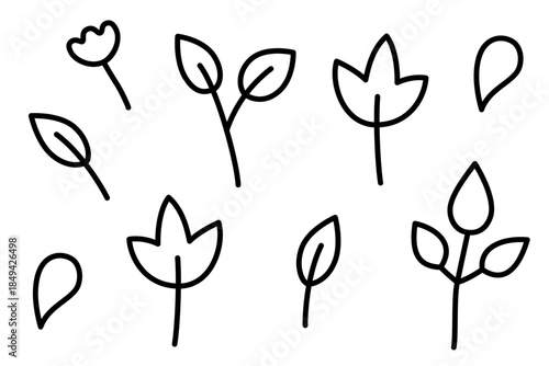 手描きあしらい05　シンプルな植物アイコン