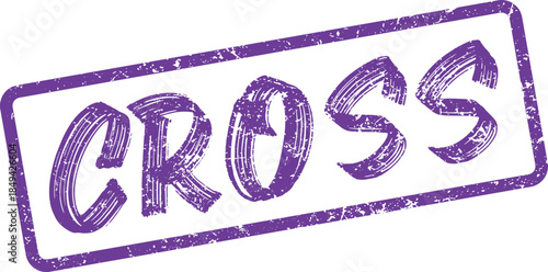 Symbolic Christian Cross Word Stamped in Distressed Purple Ink Effect