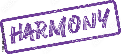 Textured purple rectangular stamp displaying the word Harmony evoking peace and balance in life