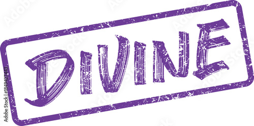 Vibrant Purple Grungy Stamp Effect Featuring the Word Divine for Inspiration