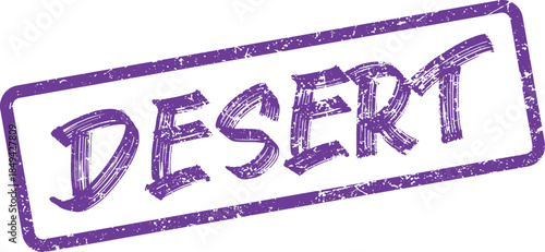 Arid Dry Desert Landscape Word Stamped in Distressed Purple Ink Effect
