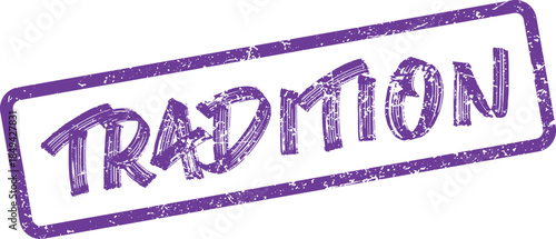 Authentic purple textured rubber stamp effect for the significant word Tradition