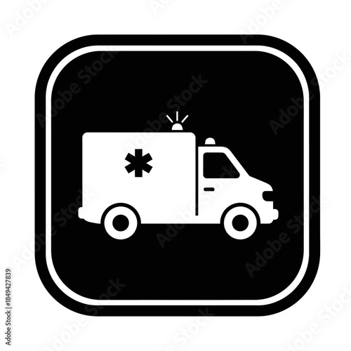 Emergency Vehicle Icon Illustration on Black Background