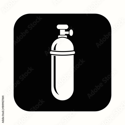 A white fire extinguisher icon on a black background