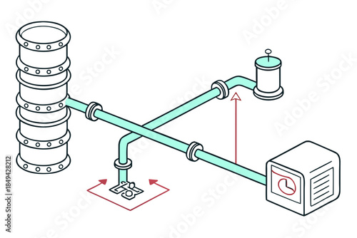 Industrial Innovation: An artistic illustration showcasing an intricate network of pipes and control systems, representing the core of an industrial setup.