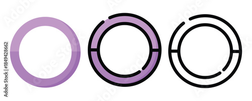 Three abstract oval shapes in a row showing progression and design
