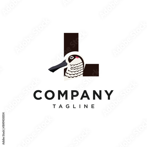 Letter L Pink-eared Duck Logo Icon Vector