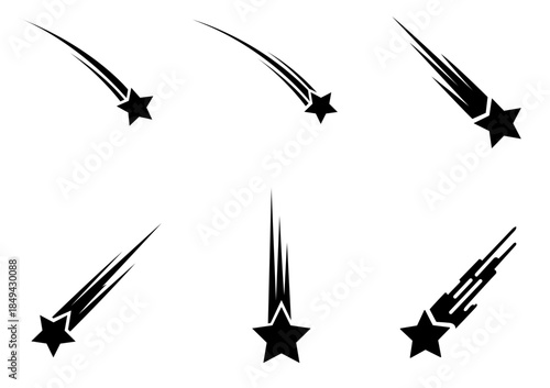Vector set of falling star illustration