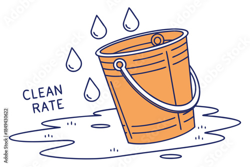 Dripping Bucket: Depicts a tilted bucket with water overflowing, symbolizing a leaky system or wasted resources. 