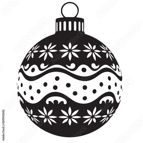 Decorative Christmas ornament with floral patterns and dots