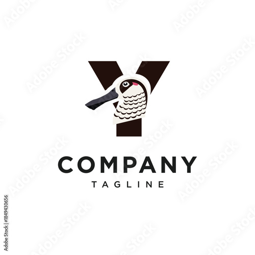 Letter Y Pink-eared Duck Logo Icon Vector