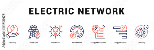 Electric Network Modern and clean web banner illustration featuring thematic icons for visual communication