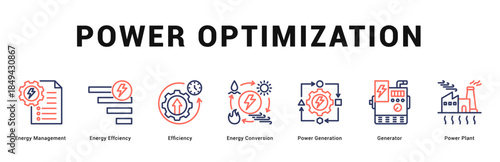 Power Optimization Modern and clean web banner illustration featuring thematic icons for visual communication