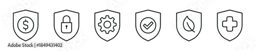 Protection thin line icon set. Web minimal editable stroke icons