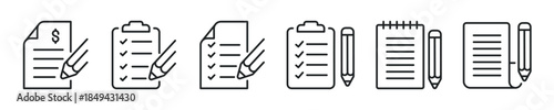 Document thin line icon set. Web minimal editable stroke icons