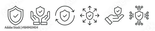 Protection thin line icon set. Web minimal editable stroke icons