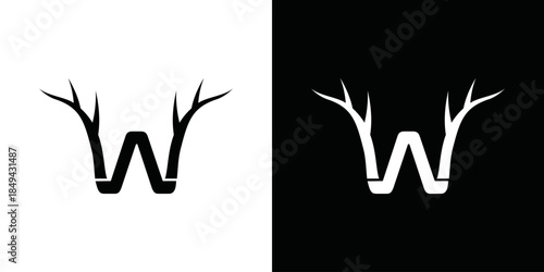 simple deer antlers logo vector