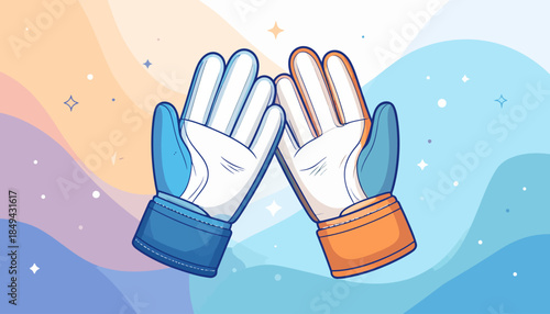Vibrant cartoon illustration depicting a friendly high-five gesture between two hands, symbolizing successful teamwork, collaboration, and a celebratory moment of agreement or achievement