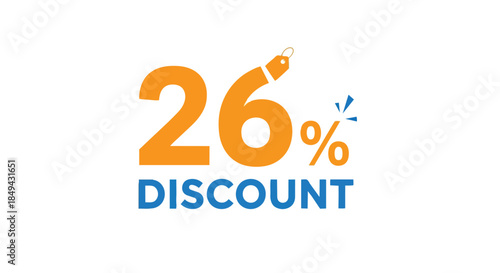 Vibrant twenty-six percent discount advertisement, perfect for attracting customers and boosting sales immediately