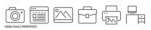 Photography job thin line icon set. Web minimal editable stroke icons