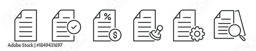Document thin line icon set. Web minimal editable stroke icons