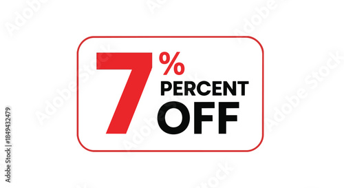 Vibrant promotional badge offering a seven percent price reduction on various items or services for marketing campaigns.