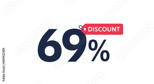 Sixty-nine percent discount promotion for retail sales and limited-time offers, a striking graphic for digital marketing and e-commerce campaigns