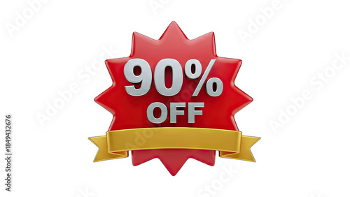90% Off Sale Badge on White Background