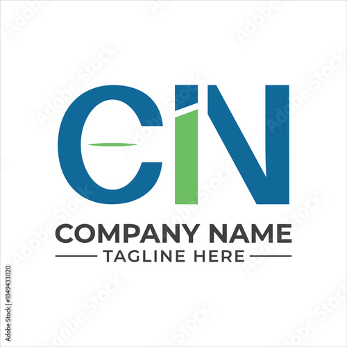 Modern cn letter logo design with green accent for company branding