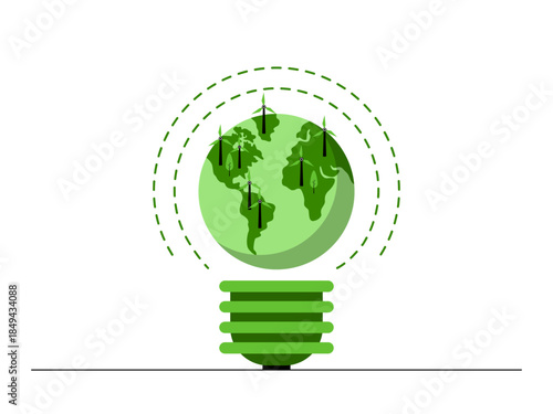 Renewable energy and environmental sustainability. Green energy vector illustration. Flat illustration concept.