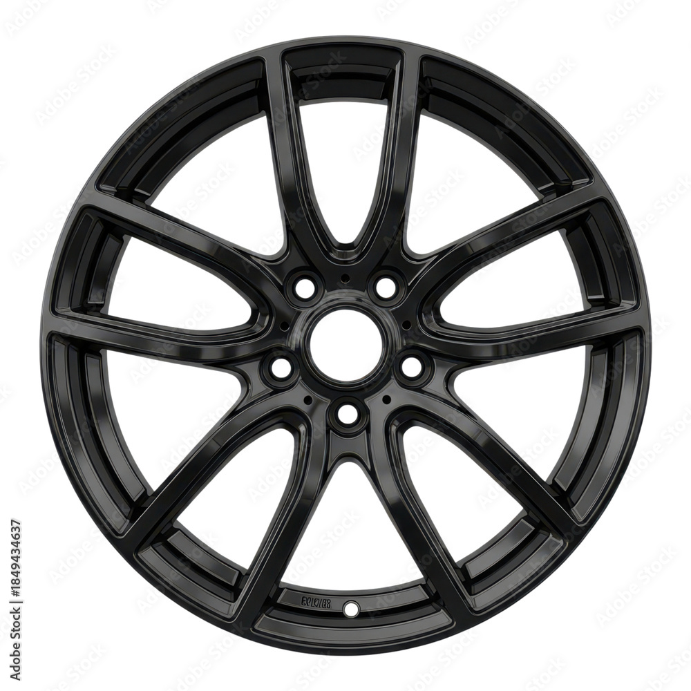 Obraz premium Black car wheel isolated on transparent background